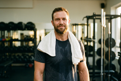 Confident lifter post-workout